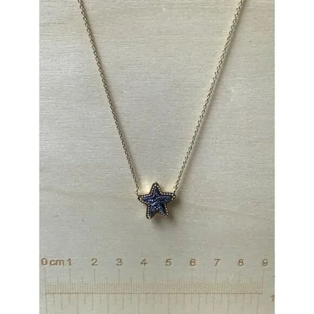 NWOT Kendra Scott Jae Star Blue Drusy Gold Pendant Necklace - Picture 11 of 16